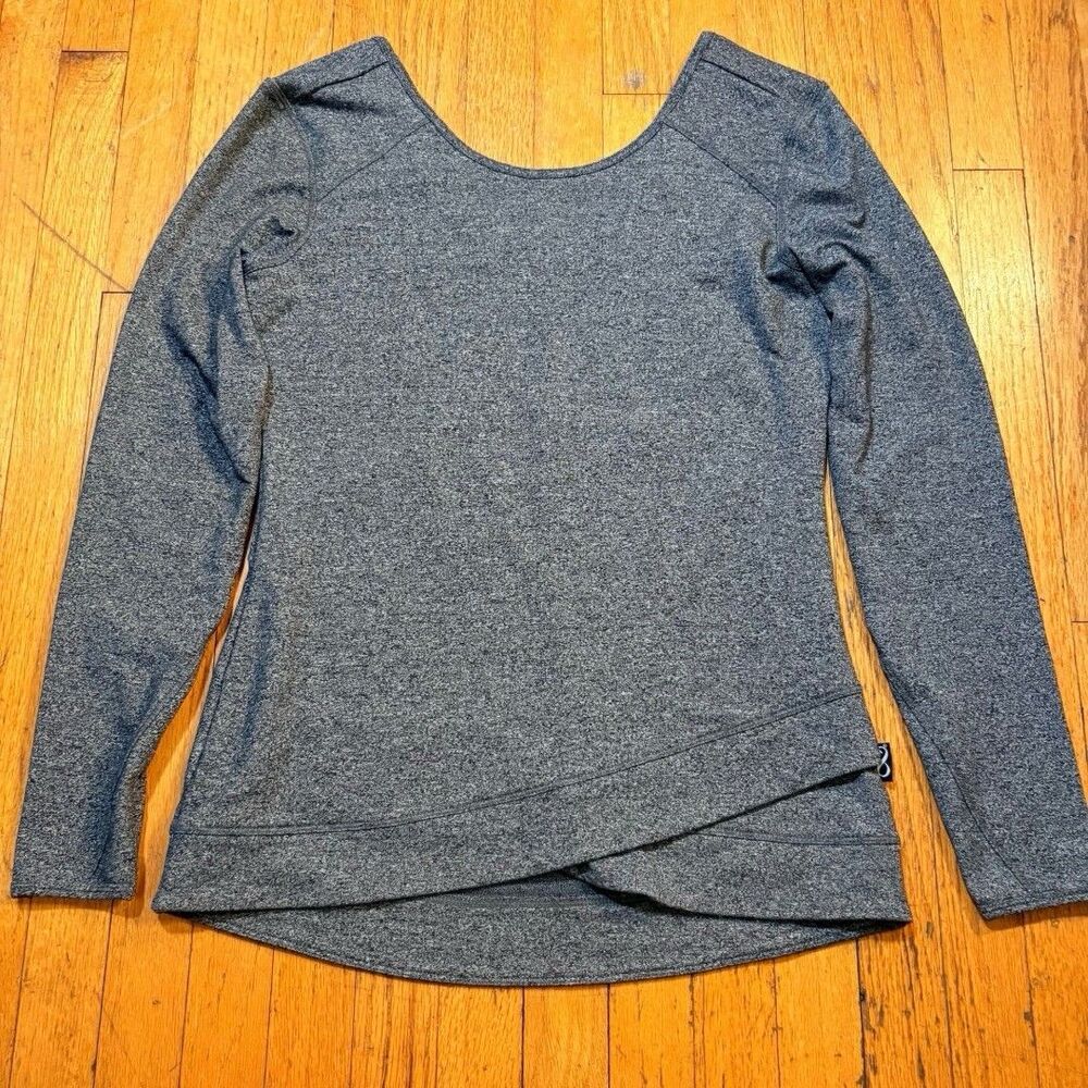 Be Boundless Gray Wrap Hem Athletic Top Women Small Yoga Workout Stretch